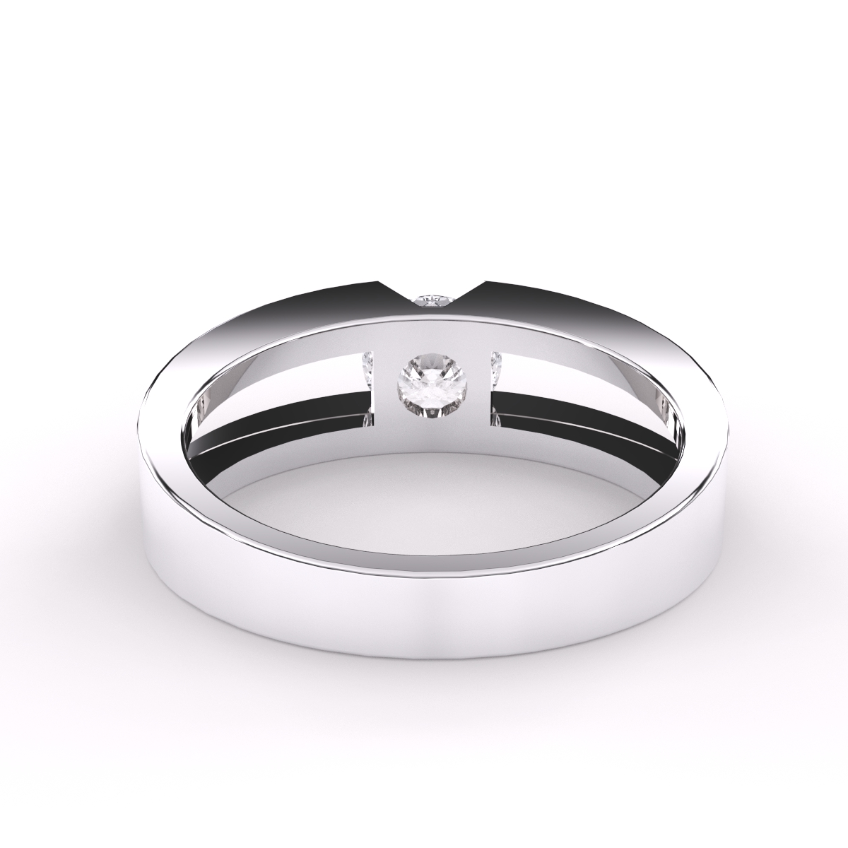 Trendy Round Solitaire Double Band Ring